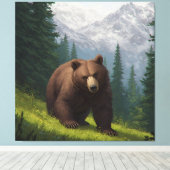 Brauner Bär auf einer Wiese Leinwanddruck (Insitu (Holzboden))