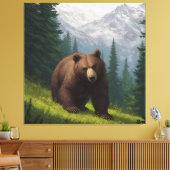 Brauner Bär auf einer Wiese Leinwanddruck (Insitu (Wohnzimmer))