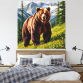 Brauner Bär auf einer Wiese Leinwanddruck (Insitu (Schlafzimmer))