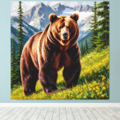 Brauner Bär auf einer Wiese Leinwanddruck (Insitu (Holzboden))