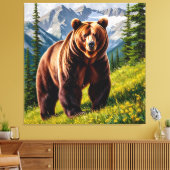Brauner Bär auf einer Wiese Leinwanddruck (Insitu (Wohnzimmer))