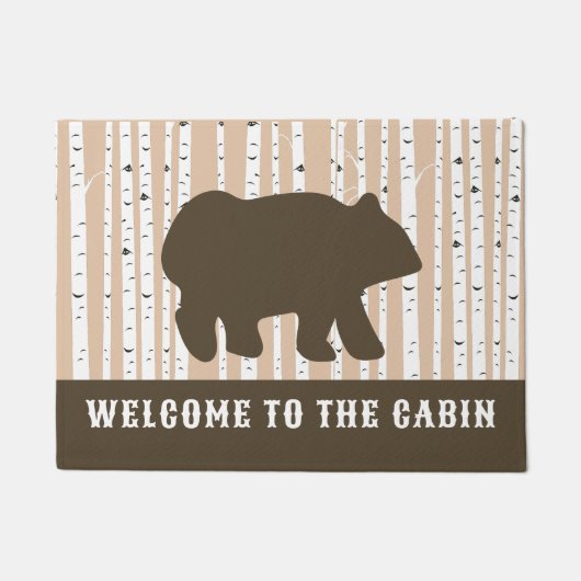 Brauner Bär Birch Bäume Rustikale Lodge Hütte Fußmatte (Vorderseite)