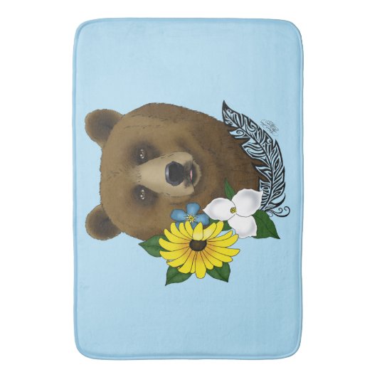 Brauner Bär Blüten Feather Badematte (Vorderseite Vertikal)