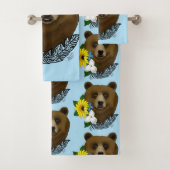 Brauner Bär Blüten Feather Badhandtuch Set (Insitu)
