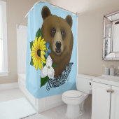 Brauner Bär Blüten Feather Duschvorhang (Beispiel)