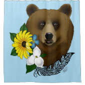 Brauner Bär Blüten Feather Duschvorhang (Vorderseite)