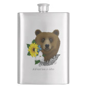 Brauner Bär Blüten Feather Flachmann (Vorderseite)