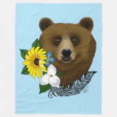 Brauner Bär Blüten Feather Fleecedecke (Vorderseite)