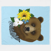 Brauner Bär Blüten Feather Fleecedecke (Vorderseite (Horizontal))