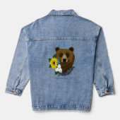 Brauner Bär Blüten Feather Jeansjacke (Rückseite)