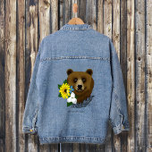 Brauner Bär Blüten Feather Jeansjacke