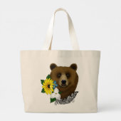 Brauner Bär Blüten Feather Jumbo Stoffbeutel (Rückseite)