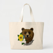 Brauner Bär Blüten Feather Jumbo Stoffbeutel (Vorne)