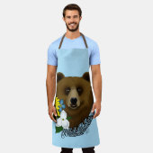 Brauner Bär Blüten Feather Schürze (Getragen)