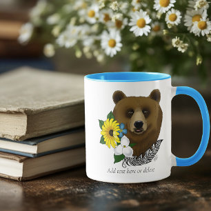 Brauner Bär Blüten Feather Tasse