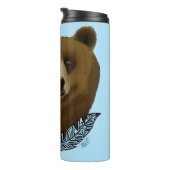 Brauner Bär Blüten Feather Thermosbecher (Nach rechts gedreht)