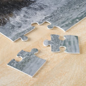 Brauner Bär, der Lachs im Fluss jagt Puzzle (Seite)