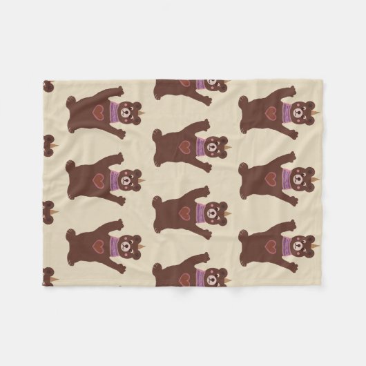 Brauner Bär Fleece Blanket (Vorderseite (Horizontal))