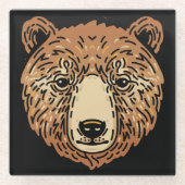 Brauner Bär für den Herbst Glasuntersetzer (Vorderseite)