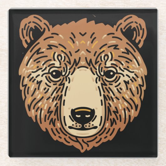Brauner Bär für den Herbst Glasuntersetzer (Vorderseite)