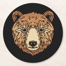 Brauner Bär für den Herbst Runder Pappuntersetzer