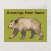 Brauner Bär Gruß aus Camp Postcard Postkarte (Vorderseite)