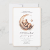 Brauner Bär im Aquarellbereich auf dem Mond Einladung (Vorderseite)