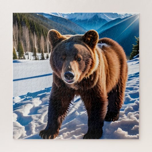 Brauner Bär im Schnee Puzzle (Vertikal)