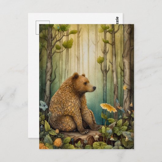 Brauner Bär im Wald Art Postkarte (Vorne/Hinten)
