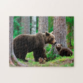 Brauner Bär Mama mit Cubs, Jigsaw Puzzle (Horizontal)
