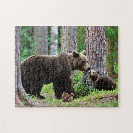 Brauner Bär Mama mit Cubs, Jigsaw Puzzle (Horizontal)