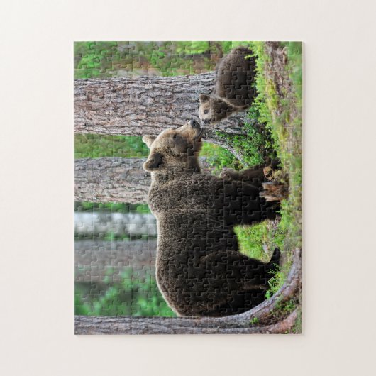 Brauner Bär Mama mit Cubs, Jigsaw Puzzle (Vertikal)