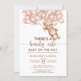Brauner Bär mit Balloons Teddy Bear Babydusche Einladung