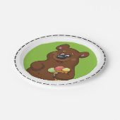 Brauner Bär mit Eiscreme Pappteller (Schrägansicht)