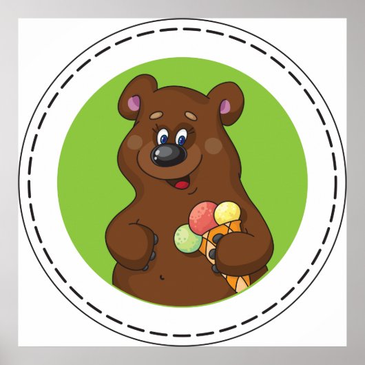 Brauner Bär mit Eiscreme Poster (Vorne)