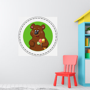 Brauner Bär mit Eiscreme Poster