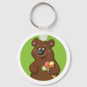 Brauner Bär mit Eiscreme Schlüsselanhänger (Vorderseite)