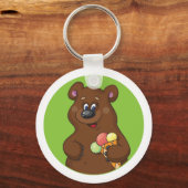 Brauner Bär mit Eiscreme Schlüsselanhänger (Vorderseite)