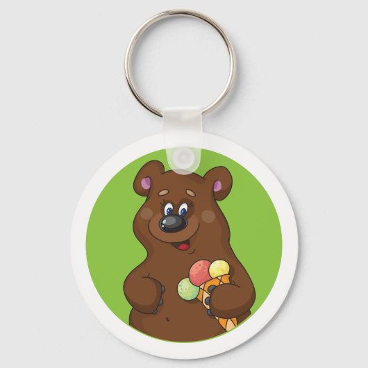 Brauner Bär mit Eiscreme Schlüsselanhänger (Rückseite)