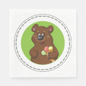 Brauner Bär mit Eiscreme Serviette (Vorderseite)