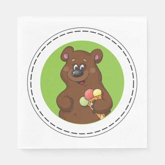 Brauner Bär mit Eiscreme Serviette (Vorderseite)
