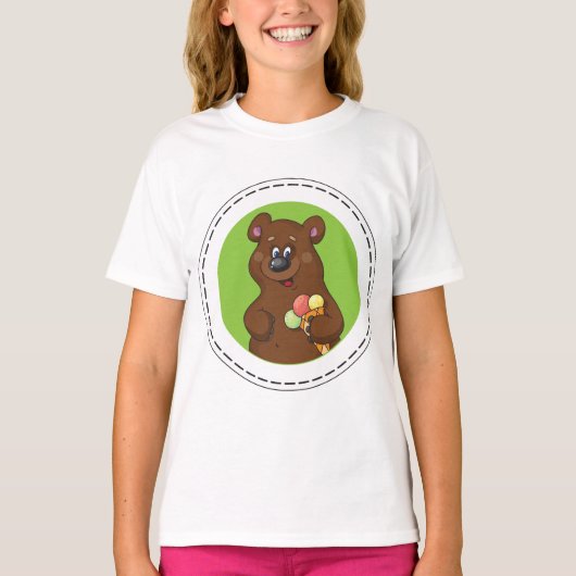 Brauner Bär mit Eiscreme T-Shirt (Vorderseite)