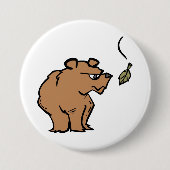 Brauner Bär mit fallendem Herbstleaf Niedliche Tie Button (Vorderseite)