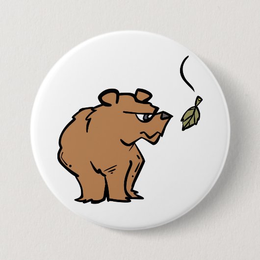 Brauner Bär mit fallendem Herbstleaf Niedliche Tie Button (Vorderseite)