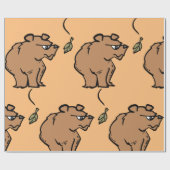 Brauner Bär mit fallendem Herbstleaf Niedliche Tie Geschenkpapier (Flach)