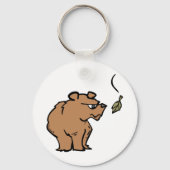 Brauner Bär mit fallendem Herbstleaf Niedliche Tie Schlüsselanhänger (Rückseite)