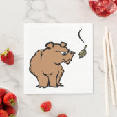 Brauner Bär mit fallendem Herbstleaf Niedliche Tie Serviette (Beispiel)