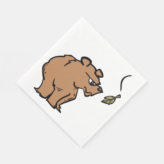 Brauner Bär mit fallendem Herbstleaf Niedliche Tie Serviette (Ecke)