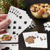 Brauner Bär mit fallendem Herbstleaf Niedliche Tie Spielkarten (In Situ)