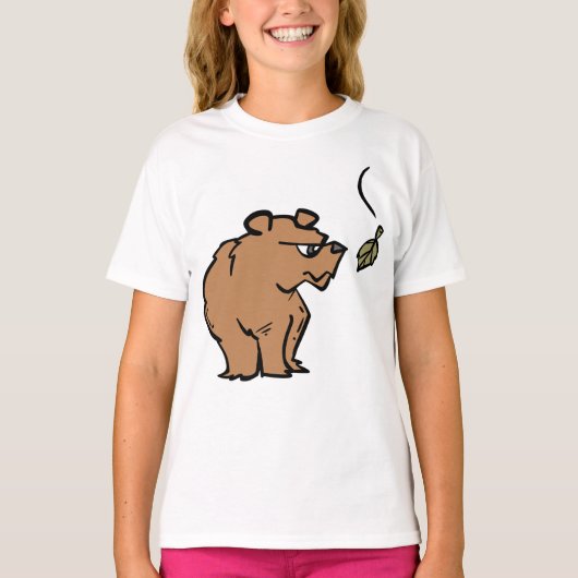 Brauner Bär mit fallendem Herbstleaf Niedliche Tie T-Shirt (Vorderseite)